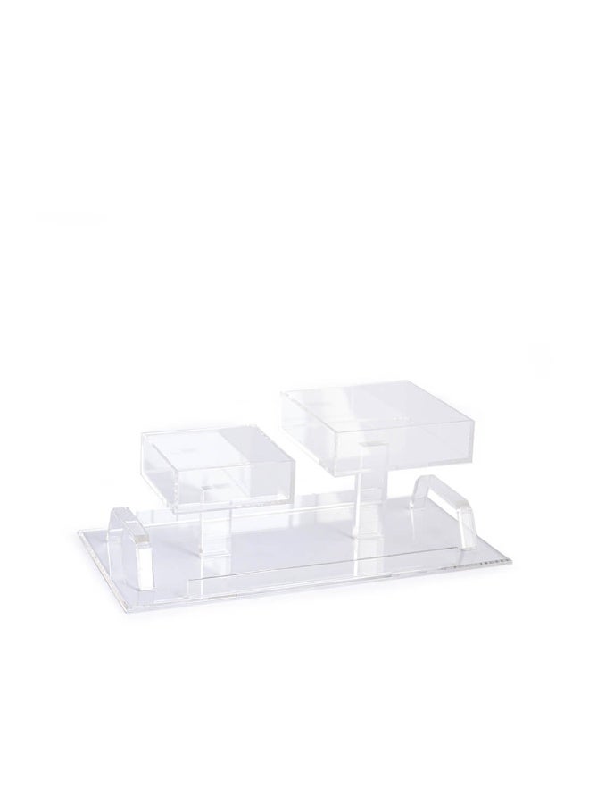 Si Bonne Dual Tier Elevated Acrylic Gift Box Display Stand with Clear Base – Decorative Candy, Chocolate and Party Favor Holder for Weddings, Eid, Birthdays and Special Occasions - Image 1
